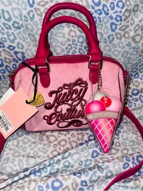 New Pink Juicy Couture Purse Crossbody Bag Sugar Rush Handbag Ice Cream Charm